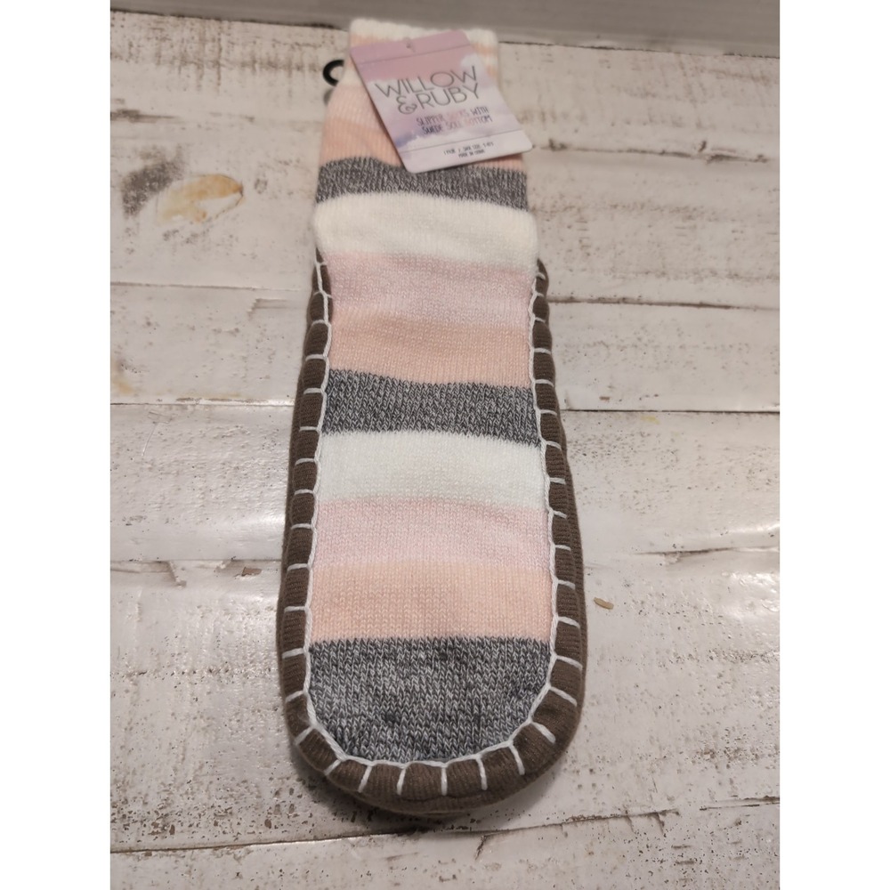 NWT Willow & Ruby Slipper Socks w/Suede Sole Bottoms Size 4-10.5